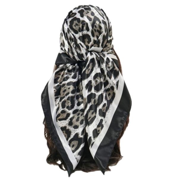 LEOPARD PRINT MIX PATTERN SILKY BANDANA NECK SCARF