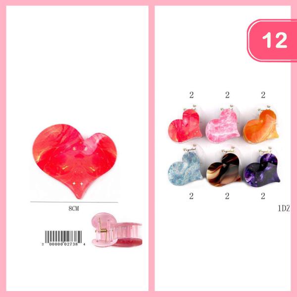 HEART HAIR CLAW CLIP (12 UNITS)