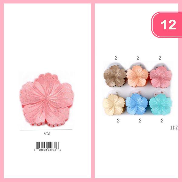 GLITTER FLOWER HAIR CLAW CLIP (12 UNITS)