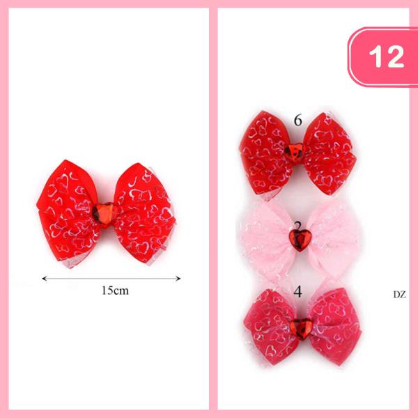 CUTE TULL VALENTINES HAIR BOW (12 UNITS)