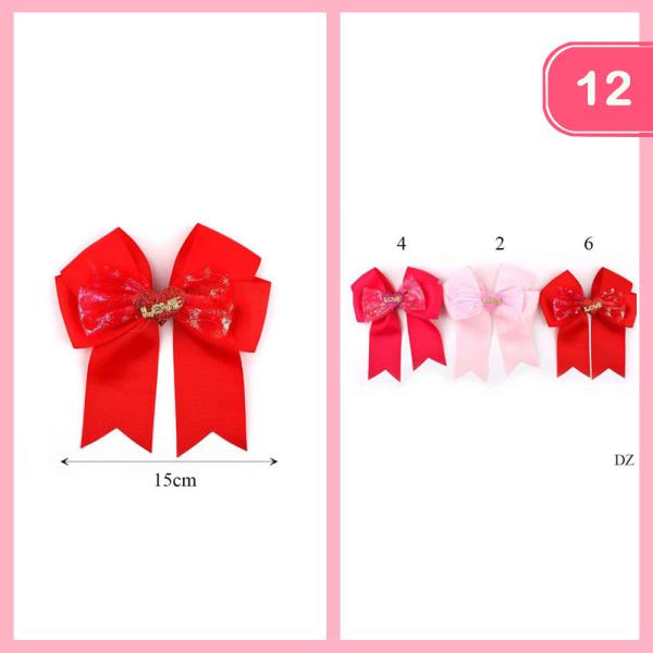 RIBBON LOVE HAIR BOW (12 UNITS)
