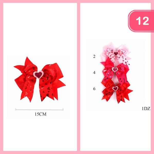 HEART HAIR BOWS (12 UNITS)