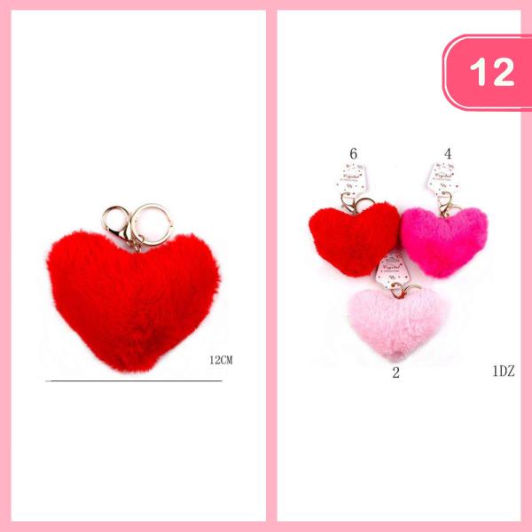 VALENTINES DAY PUFF HEART KEYCHAIN (12 UNITS)