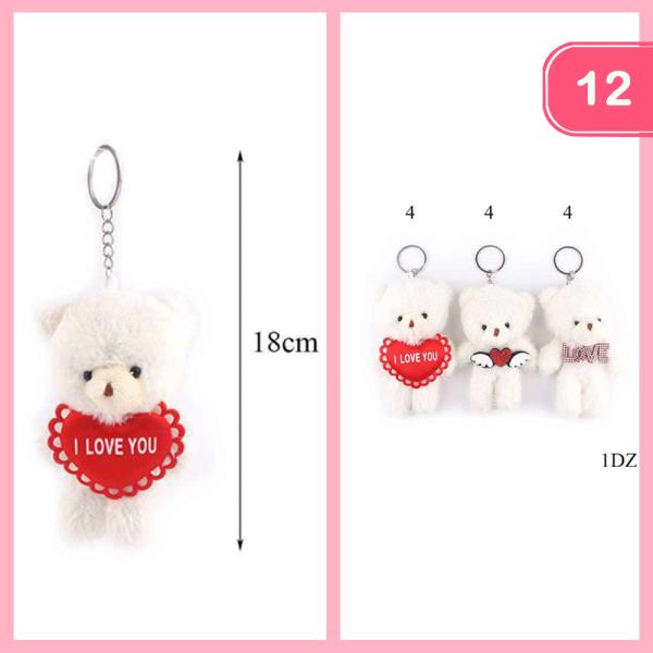 VALENTINES DAY I LOVE YOU TEDDY BEAR KEYCHAIN (12 UNITS)