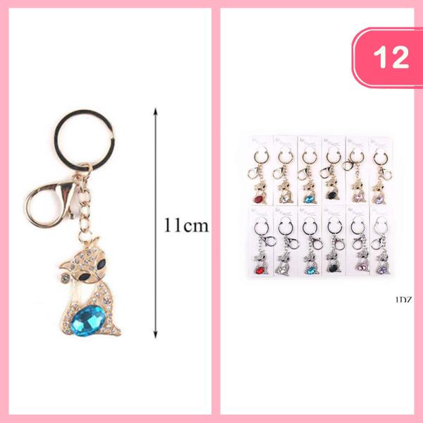 CUTE RHINESTONE CAT KEYCHAIN (12 UNITS)