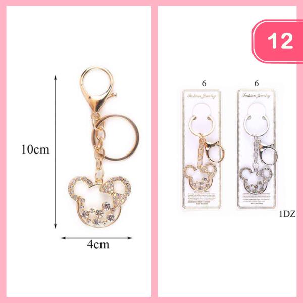 CUTE RHINESTONE KEYCHAIN (12 UNITS)