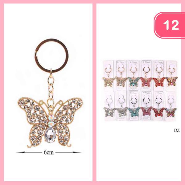 RHINESTONE BUTTERFLY KEYCHAIN (12 UNITS)