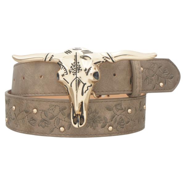 LUNA LONGHORN 3D BUCKLE EMB STRAP BELT