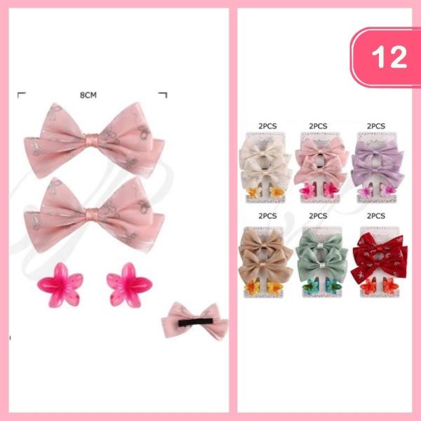 HAIR BOW HAIR CLAW CLIP SET (12 UNITS)
