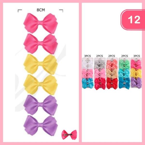SILK LIKE RIBBON HAIR BOW (12 UNITS)