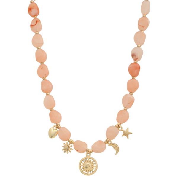 SUN MOON CHARM BEADED NECKLACE