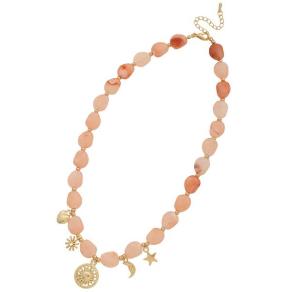 SUN MOON CHARM BEADED NECKLACE