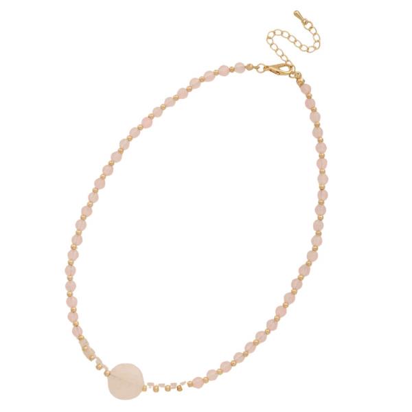 ROUND SEMI PRECIOUS STONE BEADED NECKLACE
