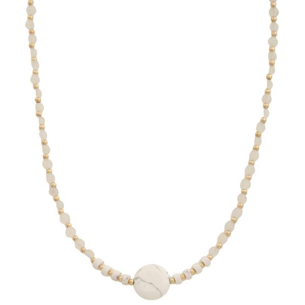 ROUND SEMI PRECIOUS STONE BEADED NECKLACE