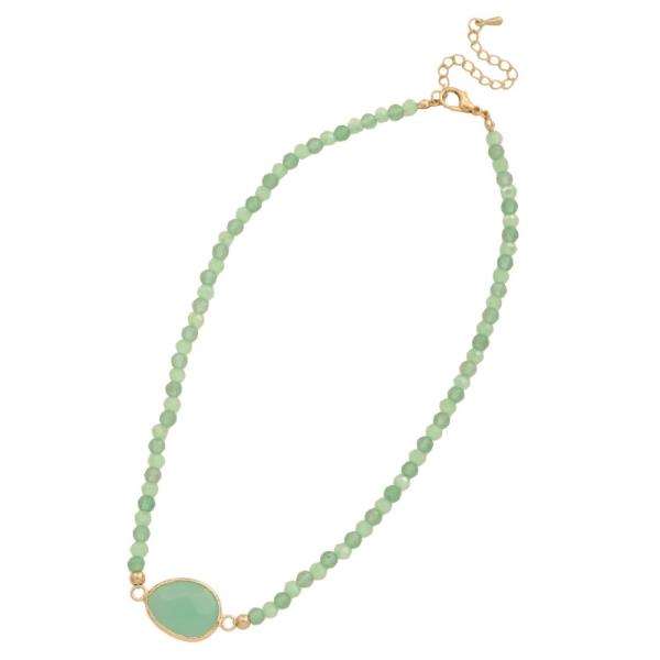 OVAL STONE BEADED NECKLACE