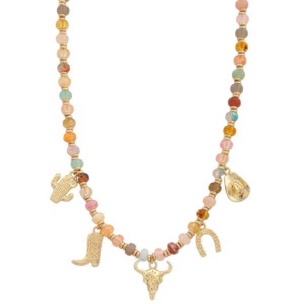 WESTERN CHARMS BEADED NECKLACE