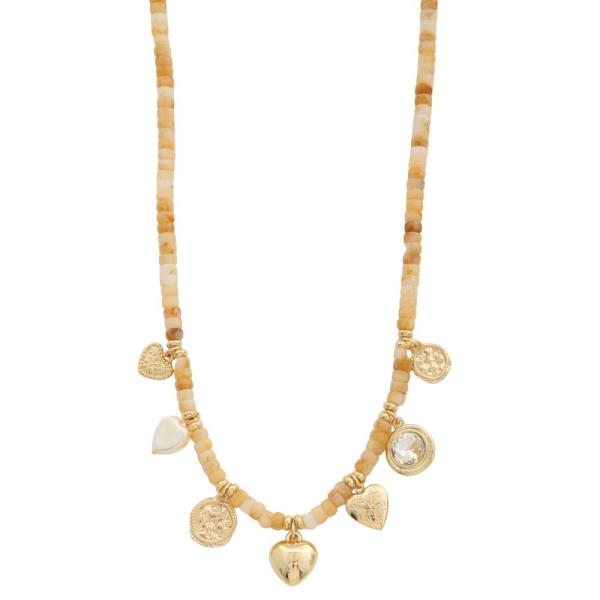 HEART MULTI CHARM BEADED NECKLACE