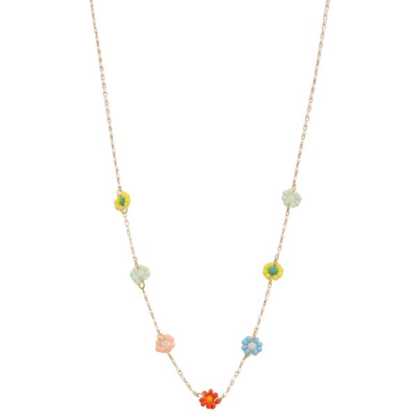 SEED BEAD FLOWER STATION NECKLACE