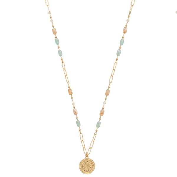 COIN CHARM BEADED NECKLACE
