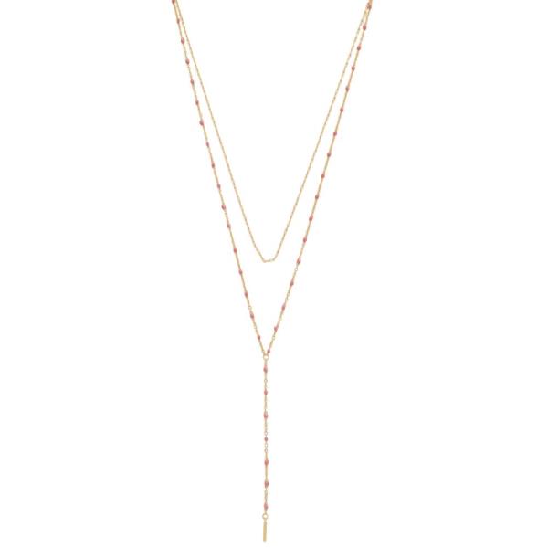 DAINY BEAD LAYERED Y SHAPE NECKLACE