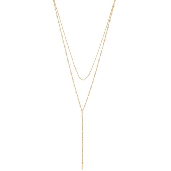 DAINY BEAD LAYERED Y SHAPE NECKLACE