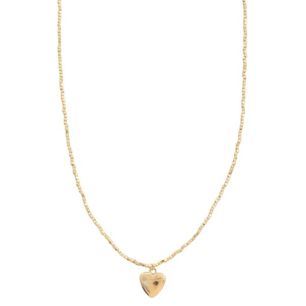 DAINTY HEART CHARM BEADED NECKLACE