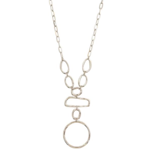 HAMMERED METAL GEO LINK NECKLACE