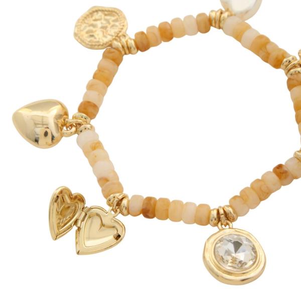 HEART MULTI CHARM BEADED BRACELET