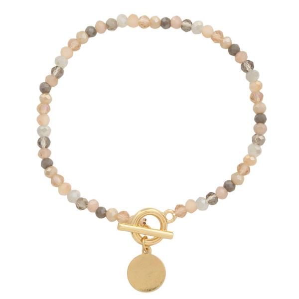 COIN CHARM TOGGLE CLASP MIX BEAD BRACELET