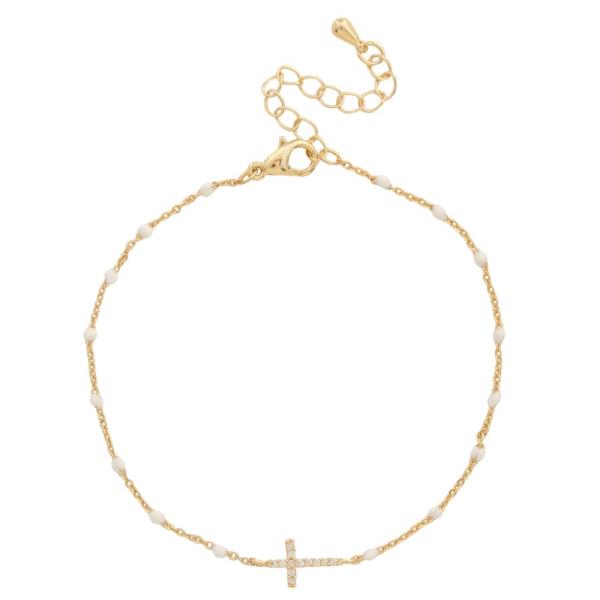 CZ CROSS BRASS BRACELET