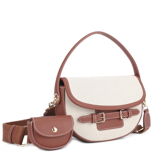 2IN1 BUCKLE DESIGN CROSSBODY BAG W COIN PURSE SET
