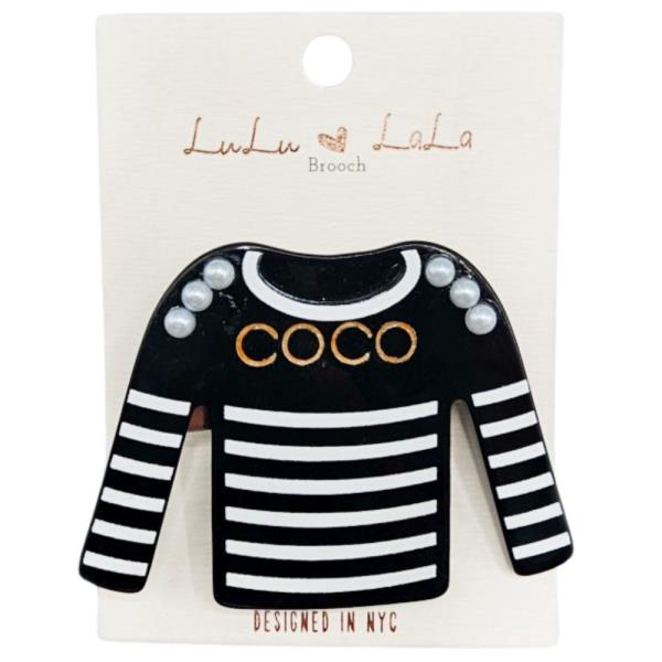 STRIPED SHIRT PEARL BEAD BROOCH