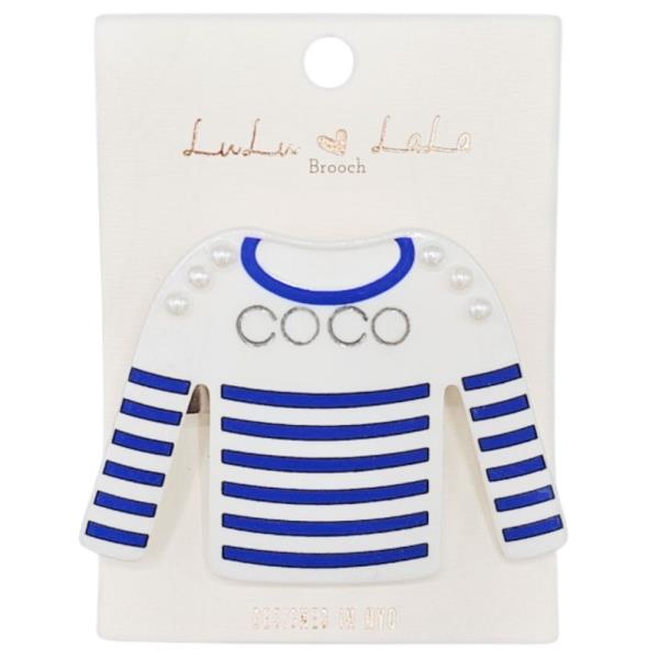 STRIPED SHIRT PEARL BEAD BROOCH