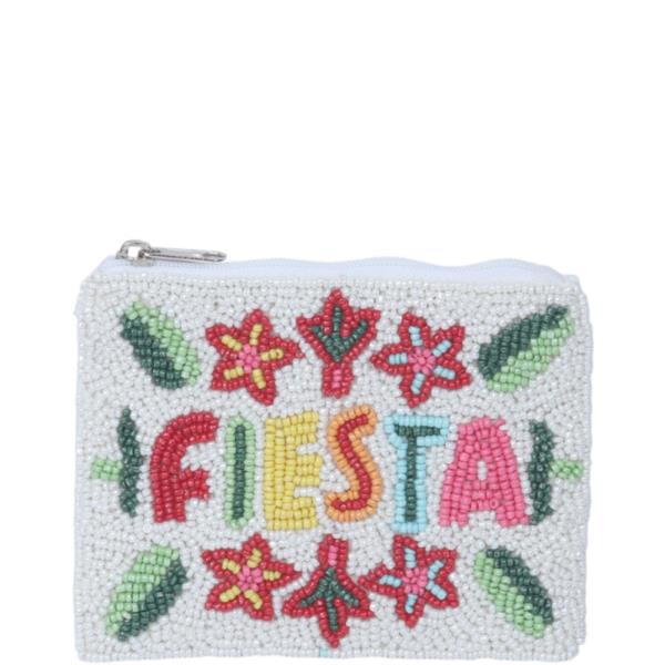 CINCO DE MAYO FIESTA FLORAL TEXT GRAPHIC SEED BEAD COIN PURSE BAG