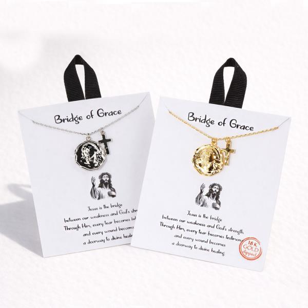 18K GOLD RHODIUM BRIDGE OF GRACE PENDANT NECKLACE