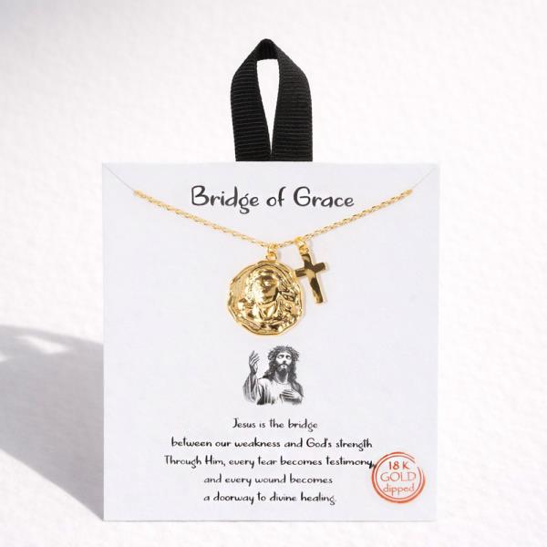 18K GOLD RHODIUM BRIDGE OF GRACE PENDANT NECKLACE