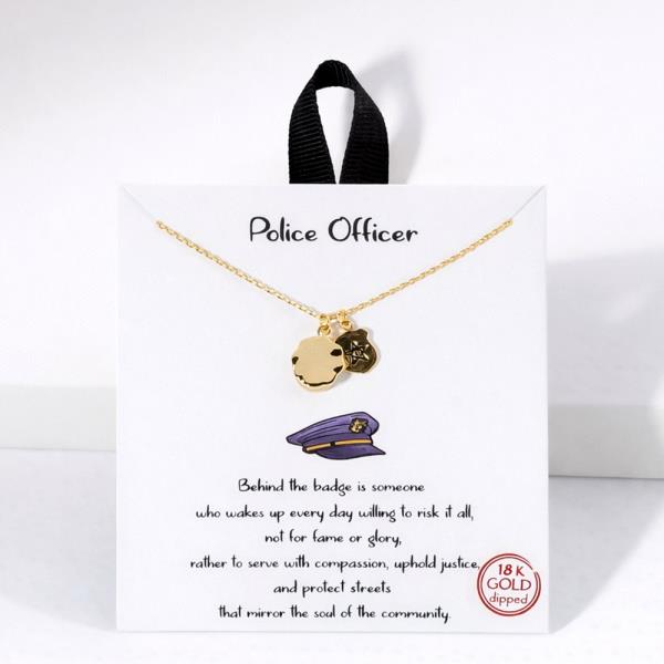 18K GOLD RHODIUM POLICE OFFICER PENDANT NECKLACE