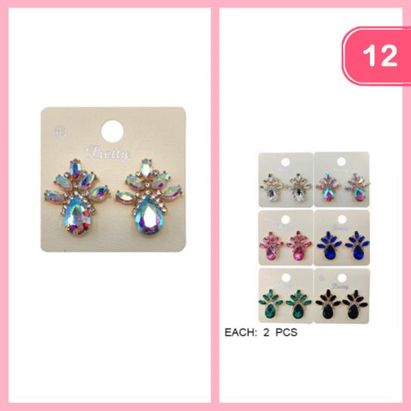 RHINESTONE POST EARRINGS (12 UNITS)