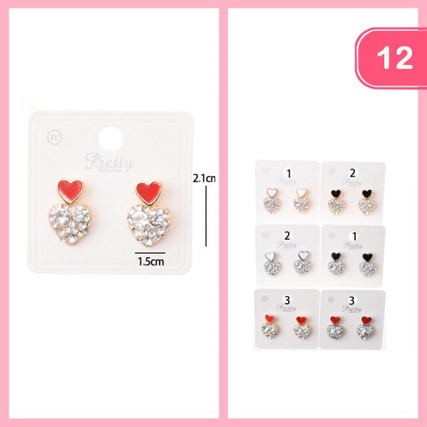 RHIENSTONE HEART POST EARRING (12 UNITS)