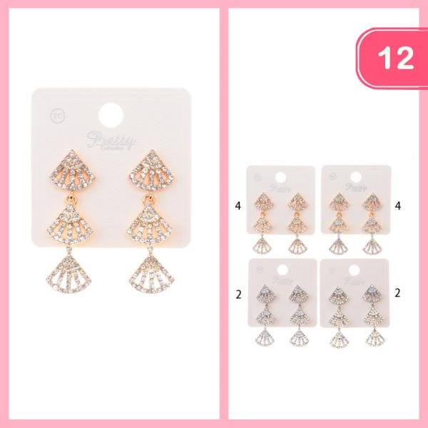 RHINESTONE LAYERED DANGLE EARRINGS (12 UNITS)
