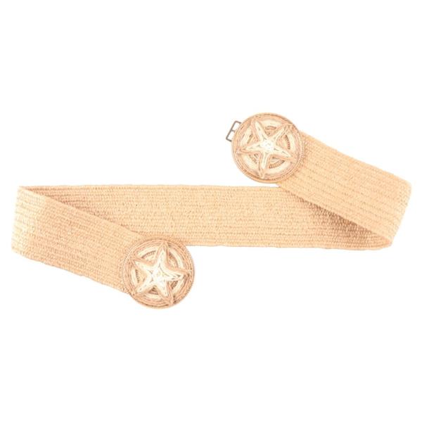 STAR RAFFIA DOUBLE BUCKLE ELASTIC BELT