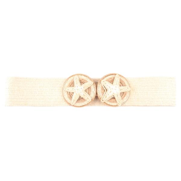 STAR RAFFIA DOUBLE BUCKLE ELASTIC BELT