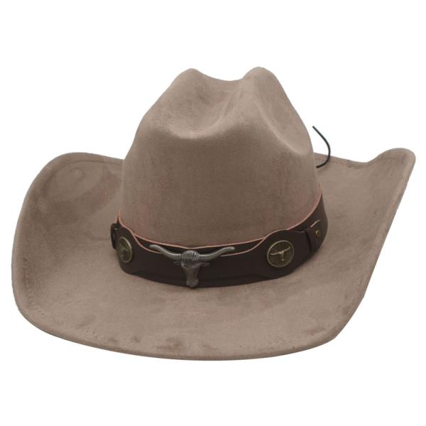 MENS LONGHORN WESTERN MICROSUEDE COWBOY HAT