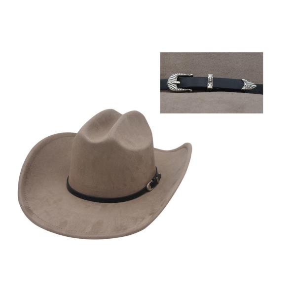 RIBBED WESTERN BUCKLE BANDED COWBOY HAT