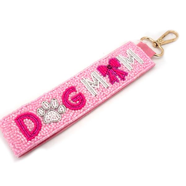 SEED BEAD DOG MOM BAG CHARM KEYCHAIN