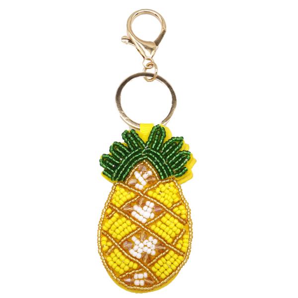 SEED BEAD PINEAPPLE KEYCHAIN