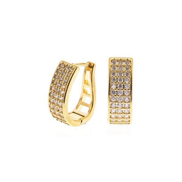 CUBIC ZIRCONIA ROUND HUGGIE HOOP EARRING