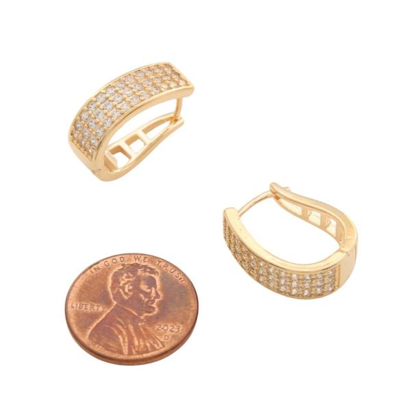 CUBIC ZIRCONIA ROUND HUGGIE HOOP EARRING