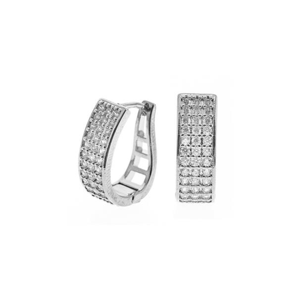 CUBIC ZIRCONIA ROUND HUGGIE HOOP EARRING