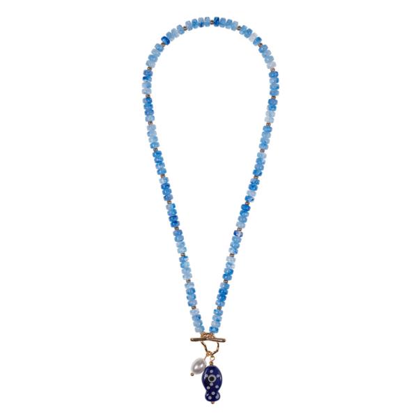 CREAMIC FISH  PENDANT  TOGGLE BEADED NECKLACE